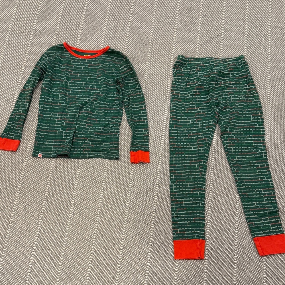 Lego Green and Red Brick Pattern Pajama Set